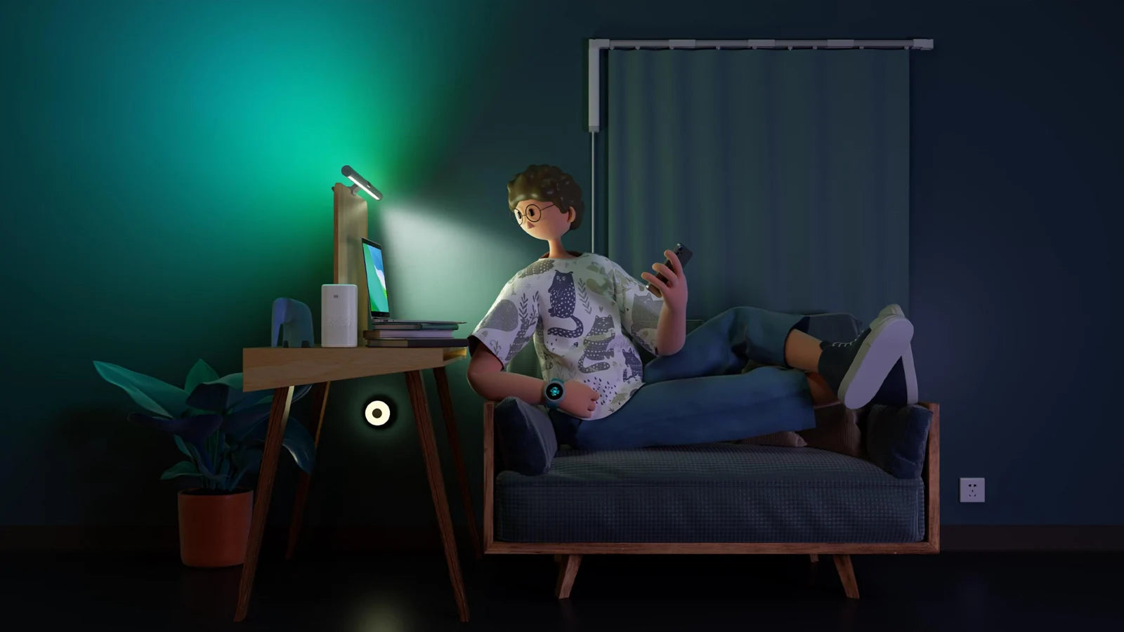 صورة Yeelight الأصلية لإضاءة خلف الشاشة بأجواء خضراء